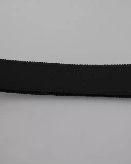 Dolce & Gabbana Black Velvet Silver Tone Metal Buckle Men Belt