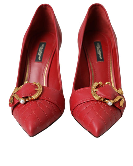 Dolce & Gabbana Red Devotion Leather Heels Pumps Shoes