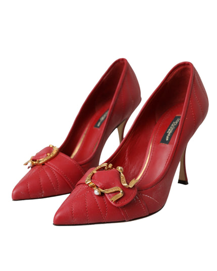 Dolce & Gabbana Red Devotion Leather Heels Pumps Shoes
