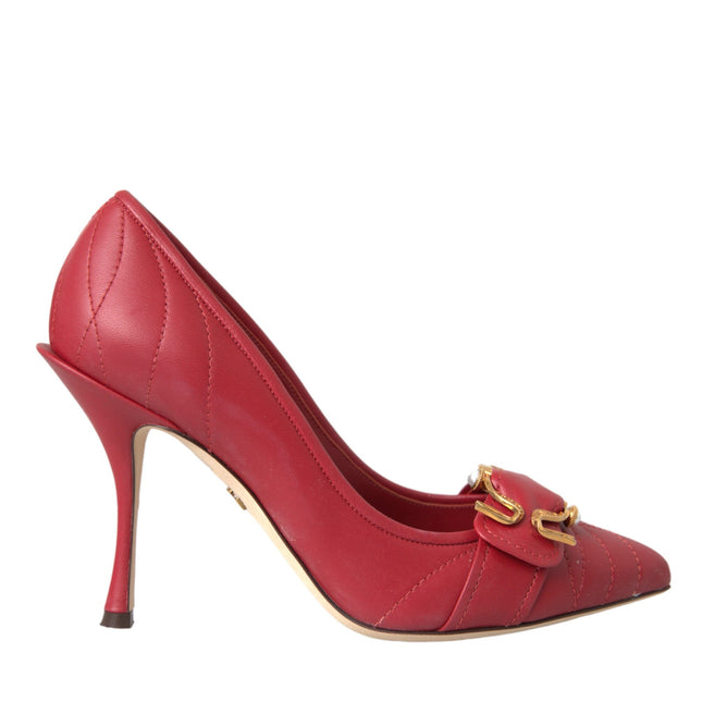 Dolce & Gabbana Red Devotion Leather Heels Pumps Shoes