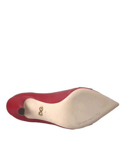 Dolce & Gabbana Red Devotion Leather Heels Pumps Shoes