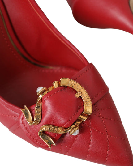 Dolce & Gabbana Red Devotion Leather Heels Pumps Shoes