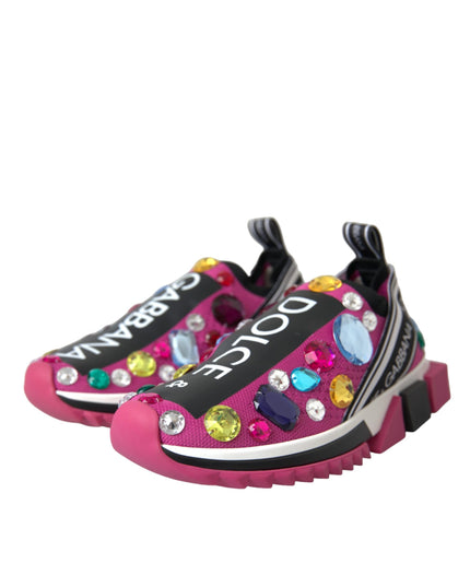 Dolce & Gabbana Pink Sorrento Crystals Sneakers Shoes