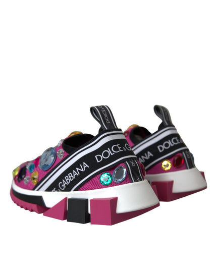 Dolce & Gabbana Pink Sorrento Crystals Sneakers Shoes