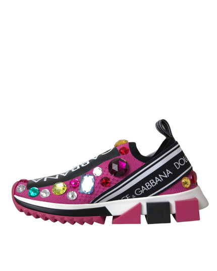 Dolce & Gabbana Pink Sorrento Crystals Sneakers Shoes