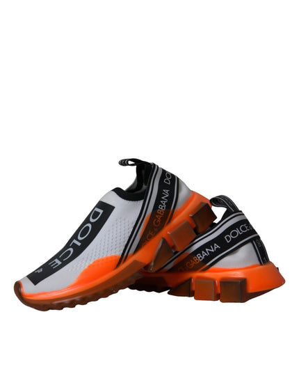 Dolce & Gabbana Black White Orange Slip On Sorrento Sneakers Shoes