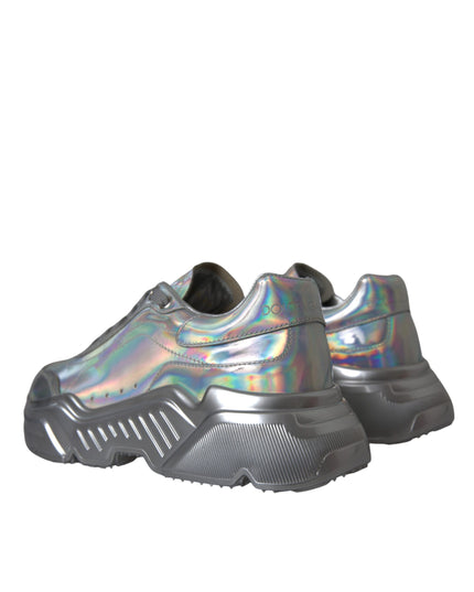 Dolce & Gabbana Silver Iridescent DAYMASTER Leather Sneakers Shoes