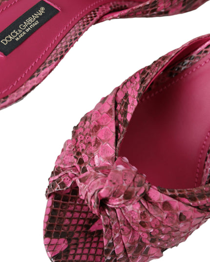 Dolce & Gabbana Pink Exotic Leather Kitten Heels Slides Shoes