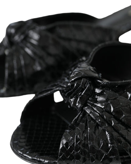 Dolce & Gabbana Black Exotic Leather Heels Slides Shoes