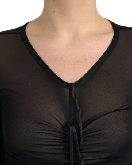 Dolce & Gabbana Black Sheer Bodycon Sheath Midi Dress