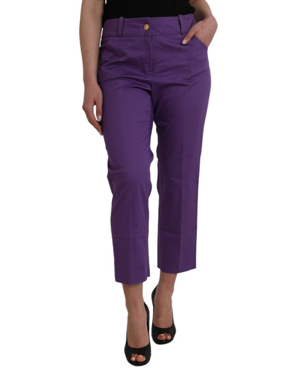 BENCIVENGA Purple Cotton MidWaist Straight Cropped Pants