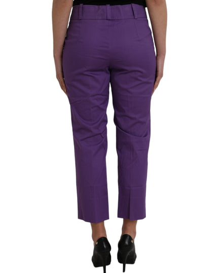 BENCIVENGA Purple Cotton MidWaist Straight Cropped Pants