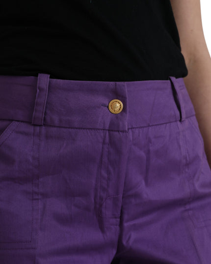 BENCIVENGA Purple Cotton MidWaist Straight Cropped Pants