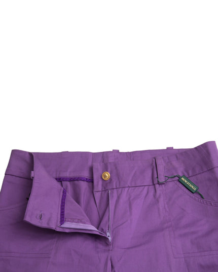 BENCIVENGA Purple Cotton MidWaist Straight Cropped Pants