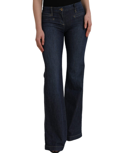 PLEIN SUD Dark Blue Cotton Bootcut Denim Jeans