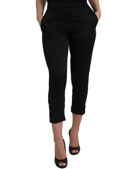 Ermanno Scervino Black High Waist Capri Cropped Pants