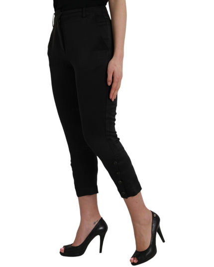 Ermanno Scervino Black High Waist Capri Cropped Pants