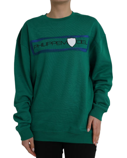 Philippe Model Green Cotton Logo Print Long Sleeves Pullover Sweater
