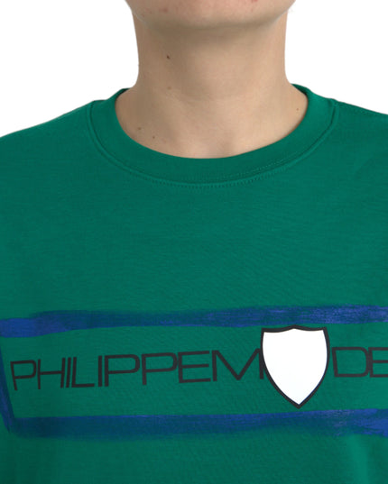 Philippe Model Green Cotton Logo Print Long Sleeves Pullover Sweater