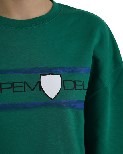 Philippe Model Green Cotton Logo Print Long Sleeves Pullover Sweater