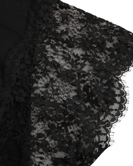 Dolce & Gabbana Black Sacred Heart Print Cotton Lace T-shirt