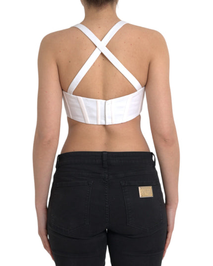 Versace White Viscose Bustier Sleeveless Cropped Top