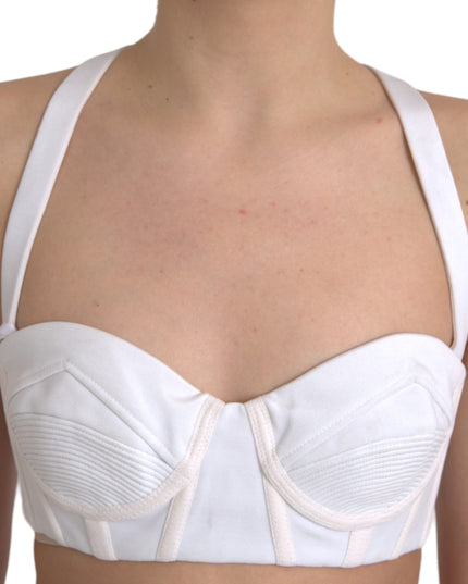 Versace White Viscose Bustier Sleeveless Cropped Top