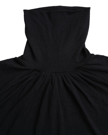 Costume National Black Turtleneck Viscose Short Sleeve Top