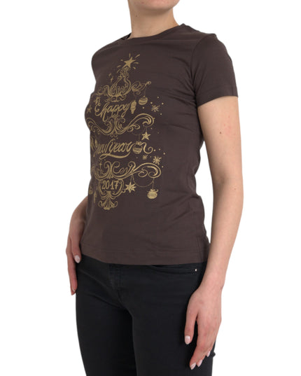 Dolce & Gabbana Brown Crewneck 2017 Motive Print T-shirt