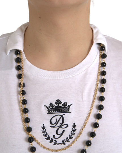Dolce & Gabbana White Cotton Necklace Short Sleeves T-shirt