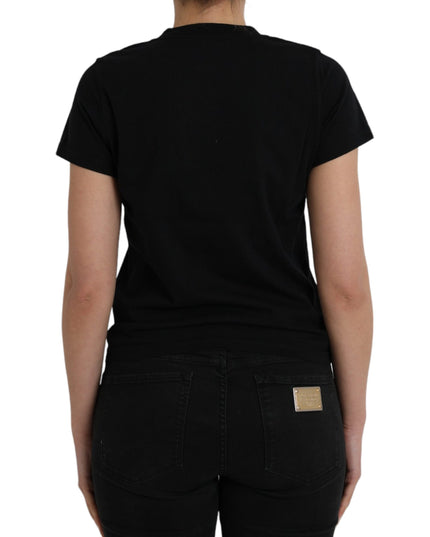 Balenciaga Black Cotton Logo Print Crew Neck Short Sleeves T-shirt