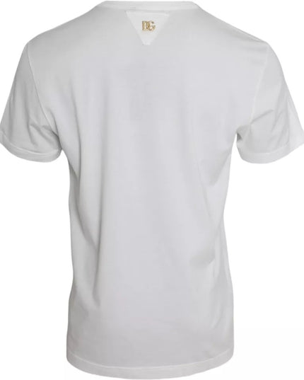 Dolce & Gabbana White Logo Floral Cotton Crew Neck T-shirt