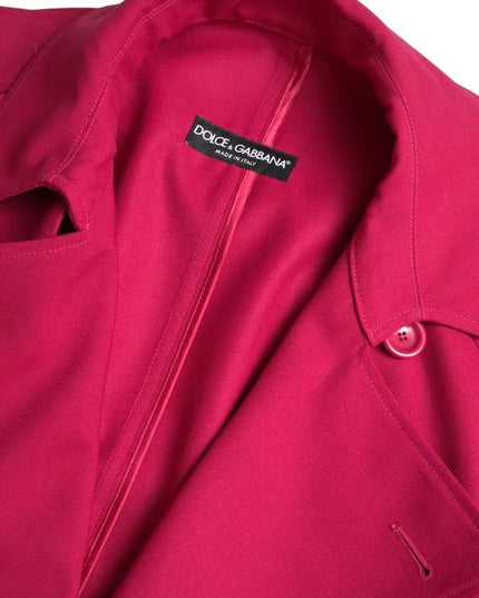 Dolce & Gabbana Dark Pink Double Breasted Trench Coat Jacket