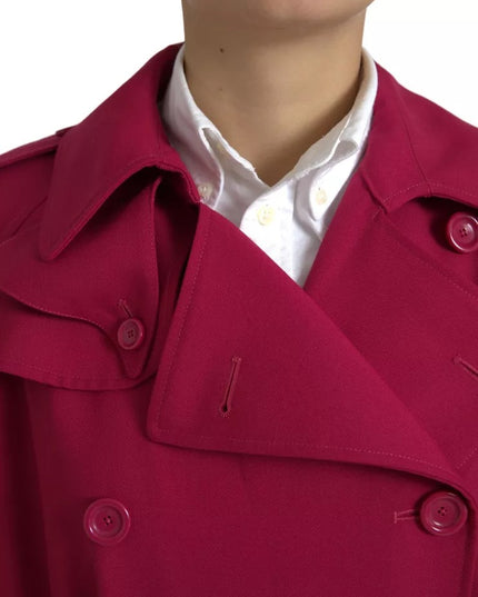 Dolce & Gabbana Dark Pink Double Breasted Trench Coat Jacket
