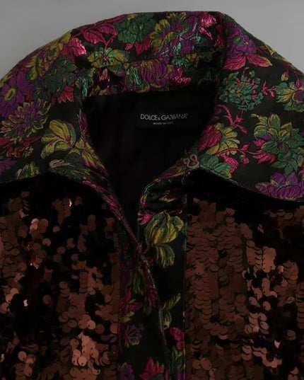 Dolce & Gabbana Multicolor Sequined Long Coat Jaquard Jacket
