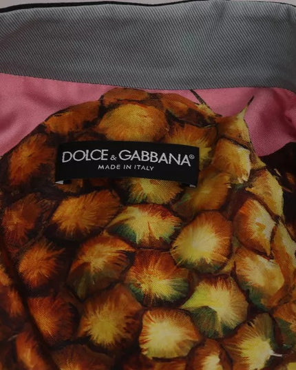 Dolce & Gabbana Blue Button Crystal Embellished Cotton Jacket
