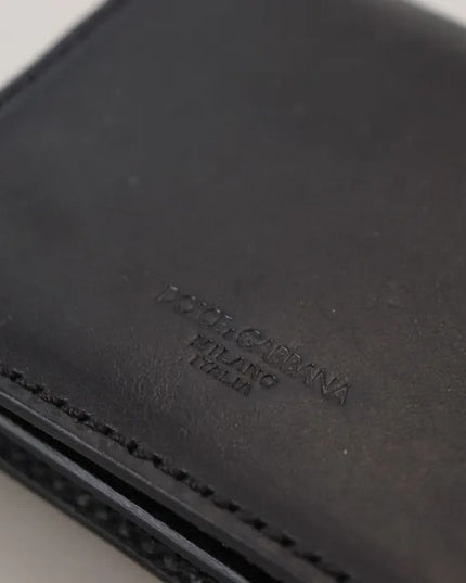 Dolce & Gabbana Black Leather Bifold Shoulder Sling Women Wallet