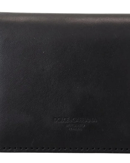 Dolce & Gabbana Black Leather Bifold Shoulder Sling Women Wallet