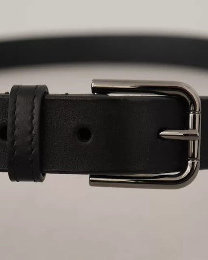 Dolce & Gabbana Black Calf Leather Classic Metal Logo Buckle Belt
