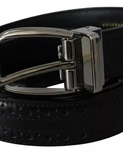 Dolce & Gabbana Black Leather Silver Metal Buckle Classic Belt