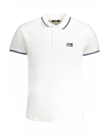 Cavalli Class White Cotton Polo Shirt