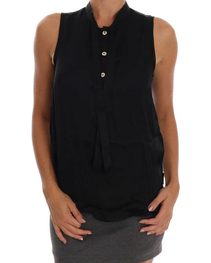 Versace Jeans Black Sleeveless Viscose Blouse Top