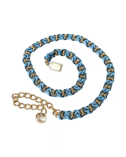 Dolce & Gabbana Blue Braided Gold Brass Chain Waist Belt