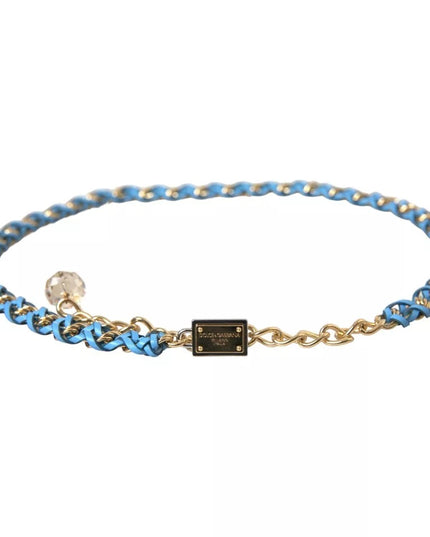 Dolce & Gabbana Blue Braided Gold Brass Chain Waist Belt