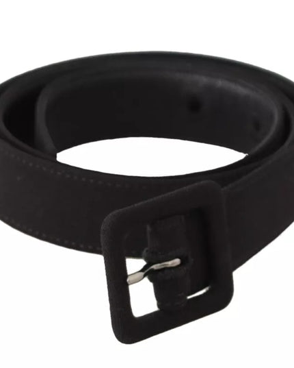 Dolce & Gabbana Black Velvet Leather Logo Waist Buckle Belt