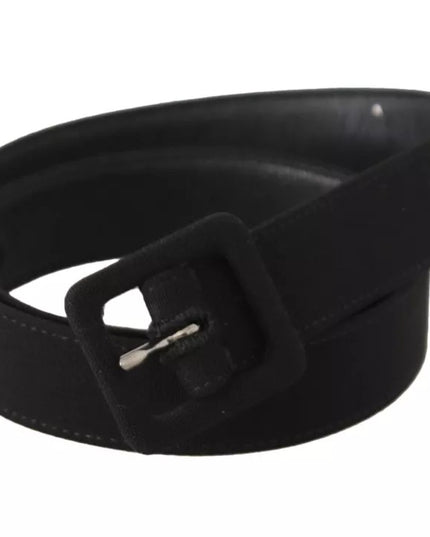 Dolce & Gabbana Black Velvet Leather Logo Waist Buckle Belt