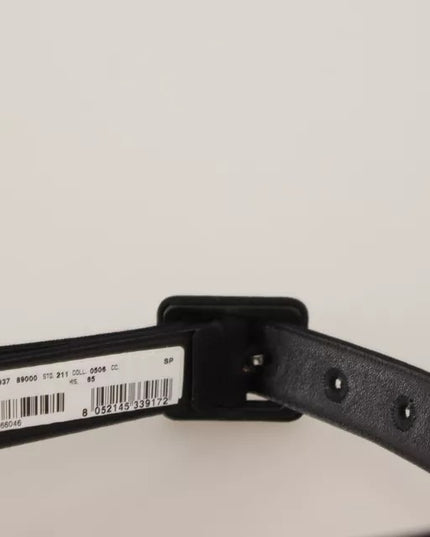 Dolce & Gabbana Black Velvet Leather Logo Waist Buckle Belt