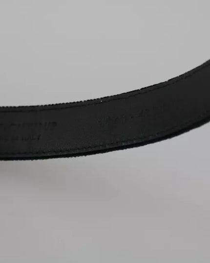 Dolce & Gabbana Black Velvet Leather Silver Buckle Belt