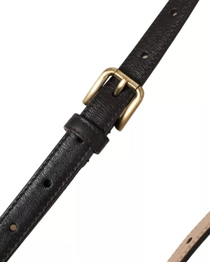 Dolce & Gabbana Dark Brown Leather Gold Metal Buckle Women Belt