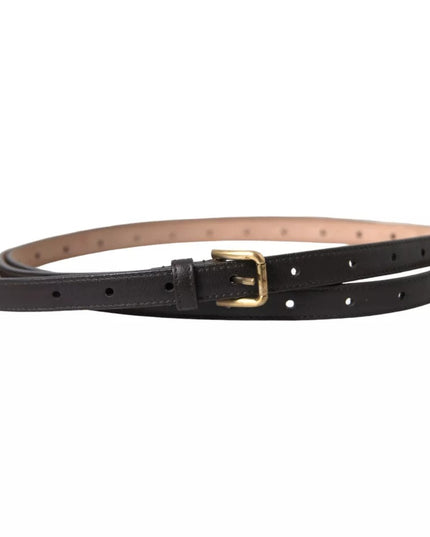 Dolce & Gabbana Dark Brown Leather Gold Metal Buckle Women Belt